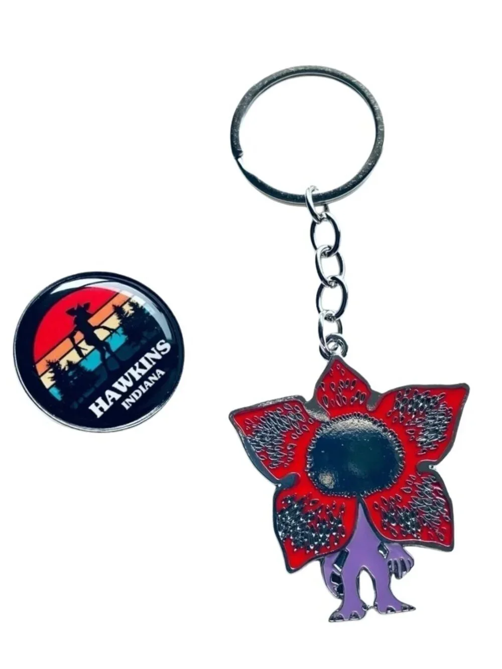 Stranger Things - Lot of 2 NEW - Demogorgon Keychain & Demogorgon Hawkins Pin